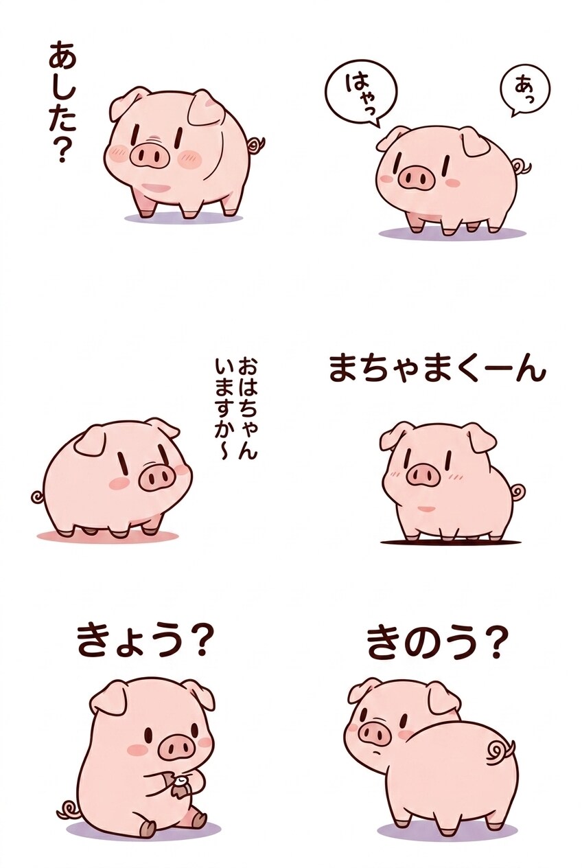 ブタさんチャットスタンプ