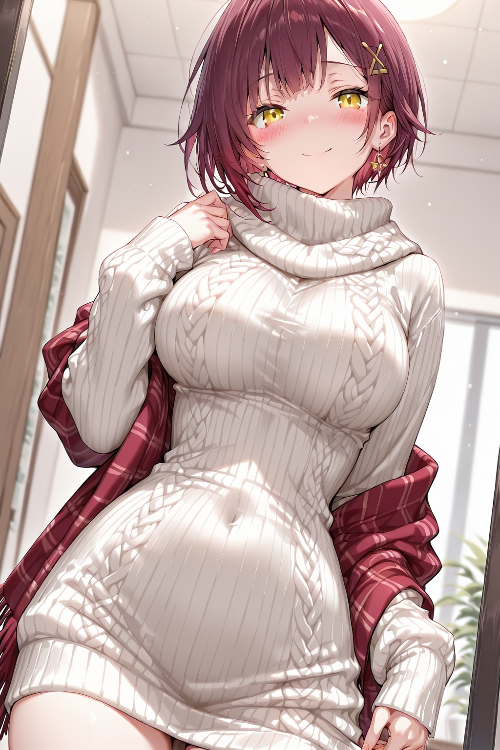 縦縞柄のセーター