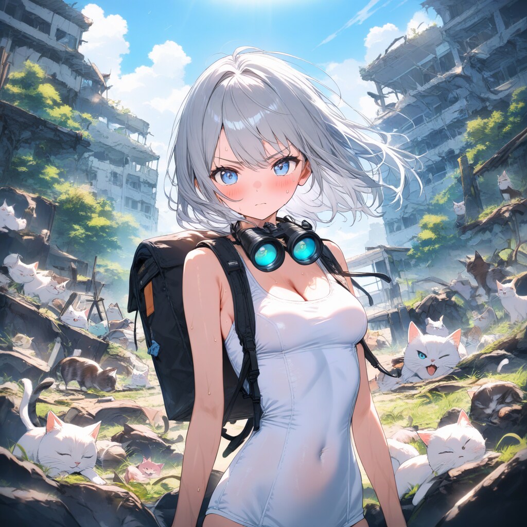 スク水探検隊、廃墟に迷い込む