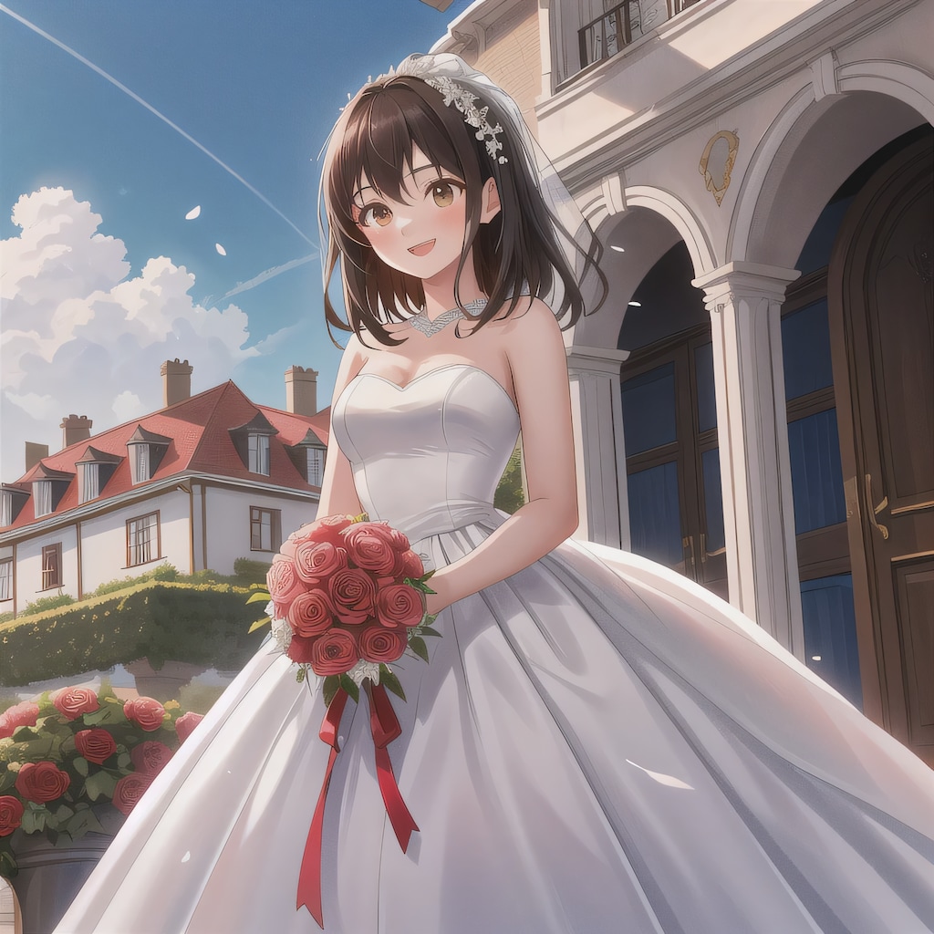 黒髪ロングでウェディングドレスの少女３９