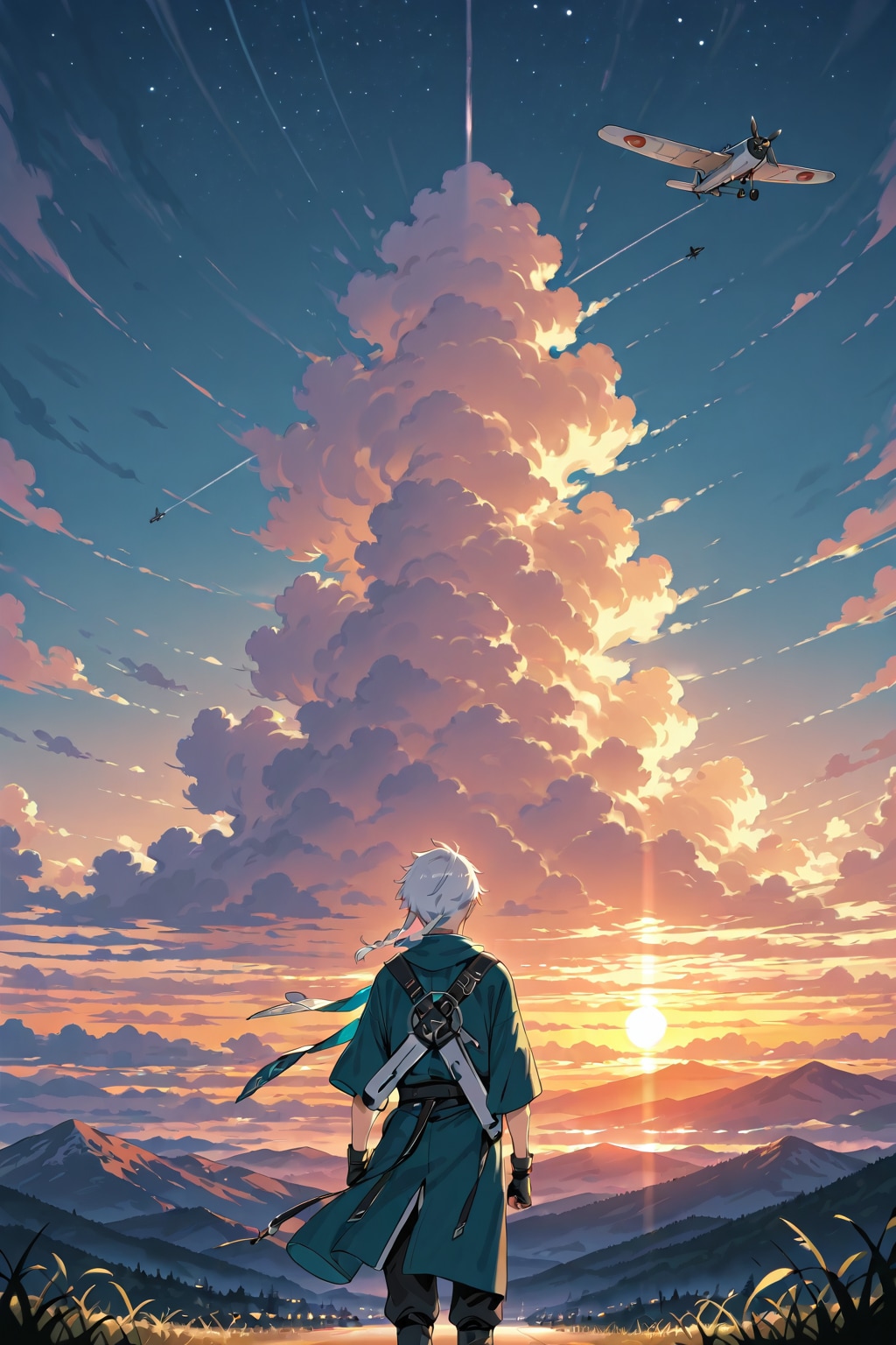 夕日とパイロット | の人気AIイラスト・グラビア