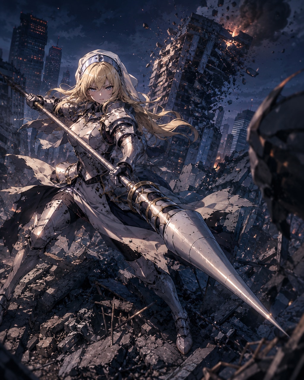 金髪　構える