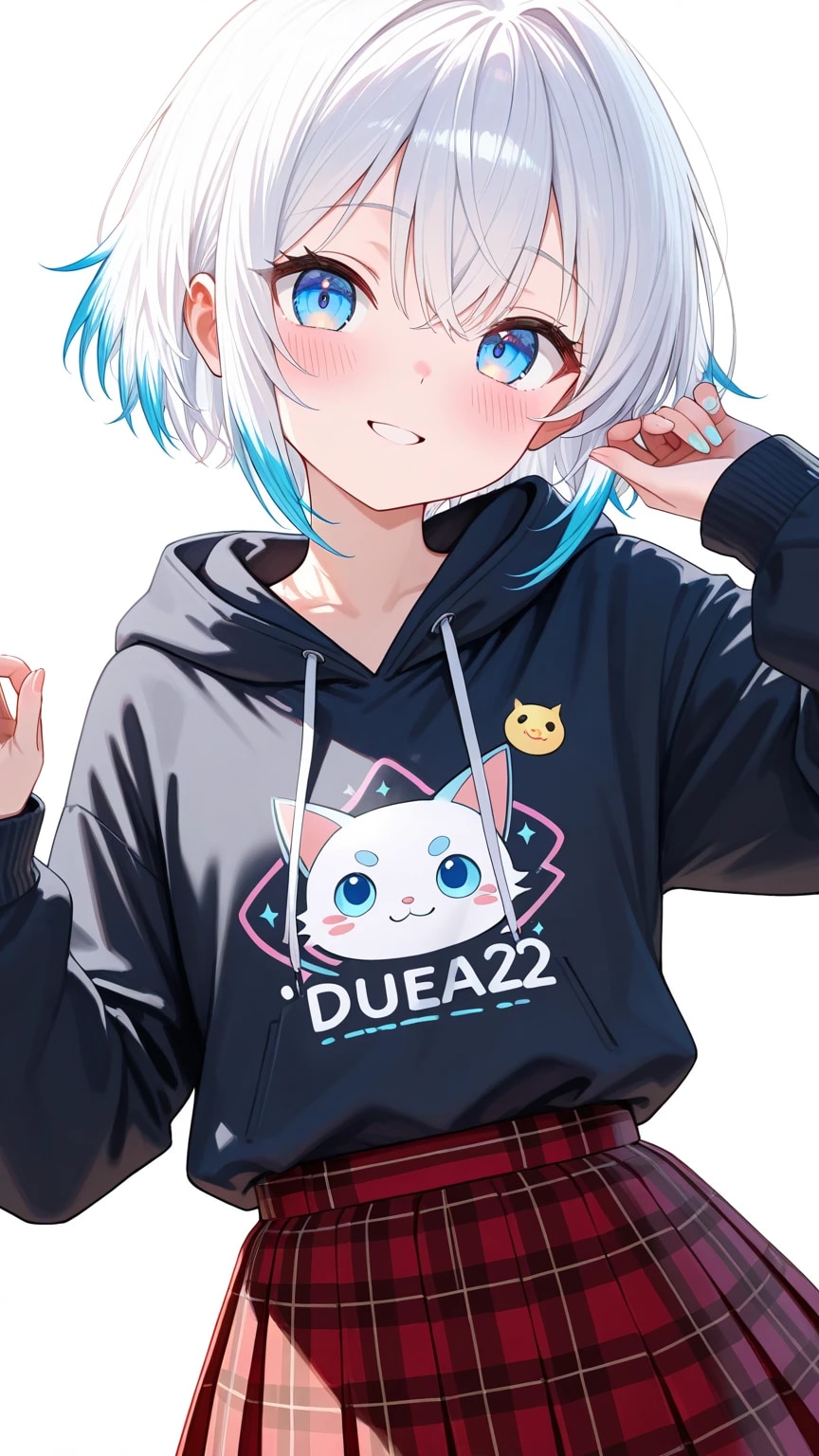 うちの子！　ー　赤いチェックのスカートと黒のパーカー　ー