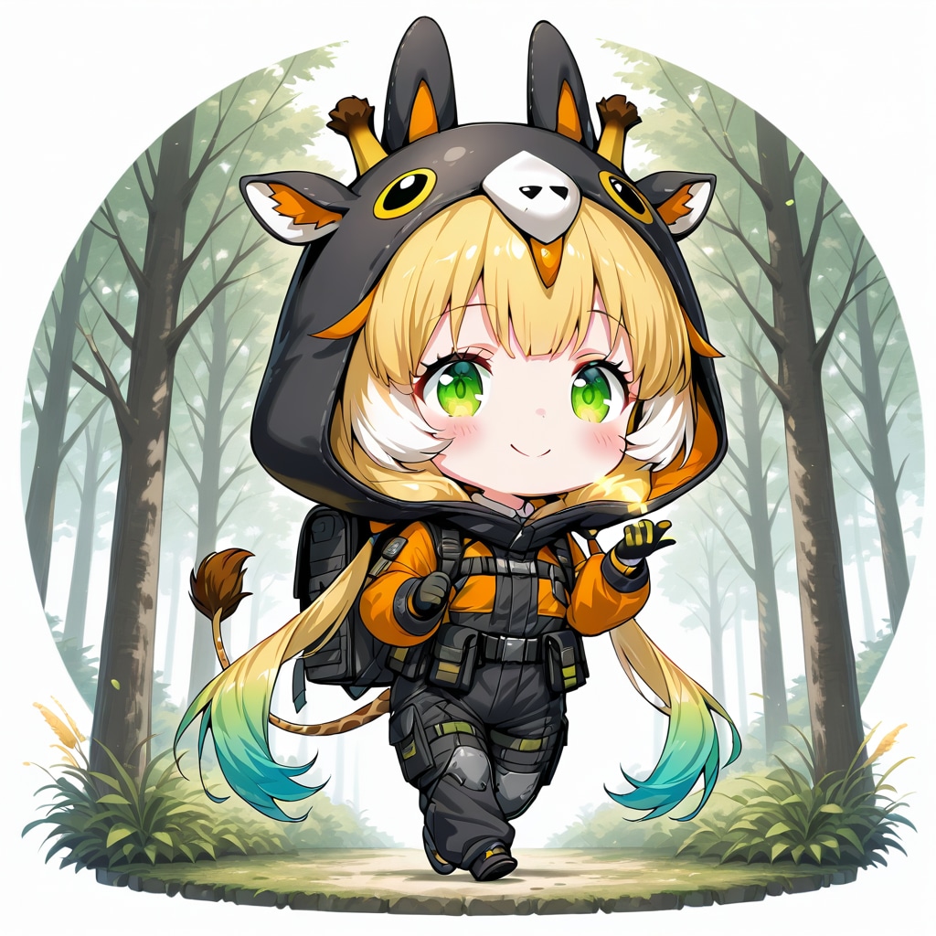 森のレンジャーなキリン着ぐるみちび子ちゃん | の人気AIイラスト・グラビア