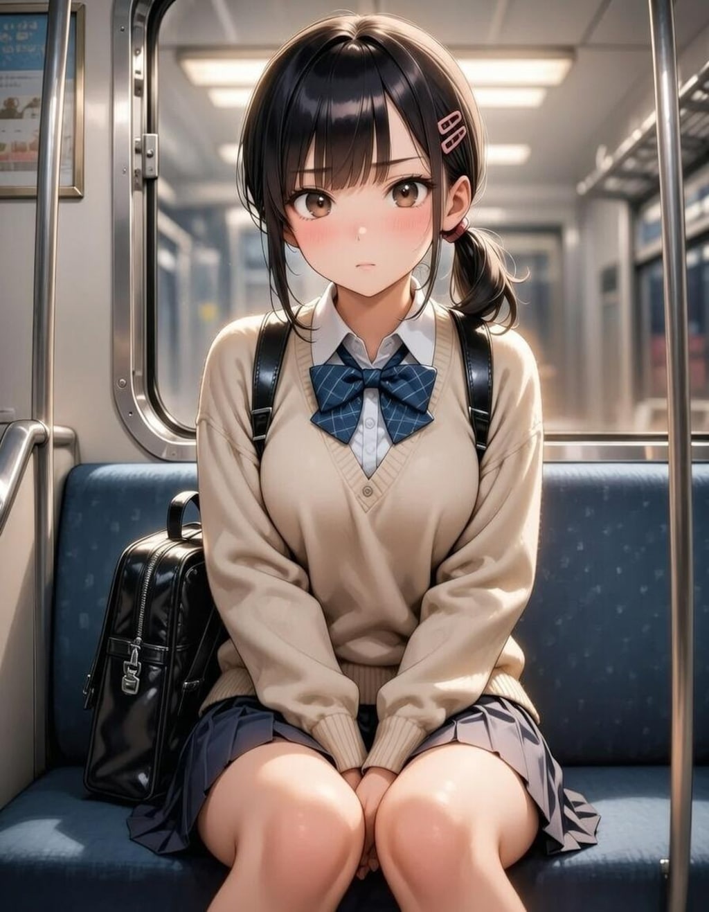 巨乳JKガン見したら、めっちゃ怪しまれたから、、