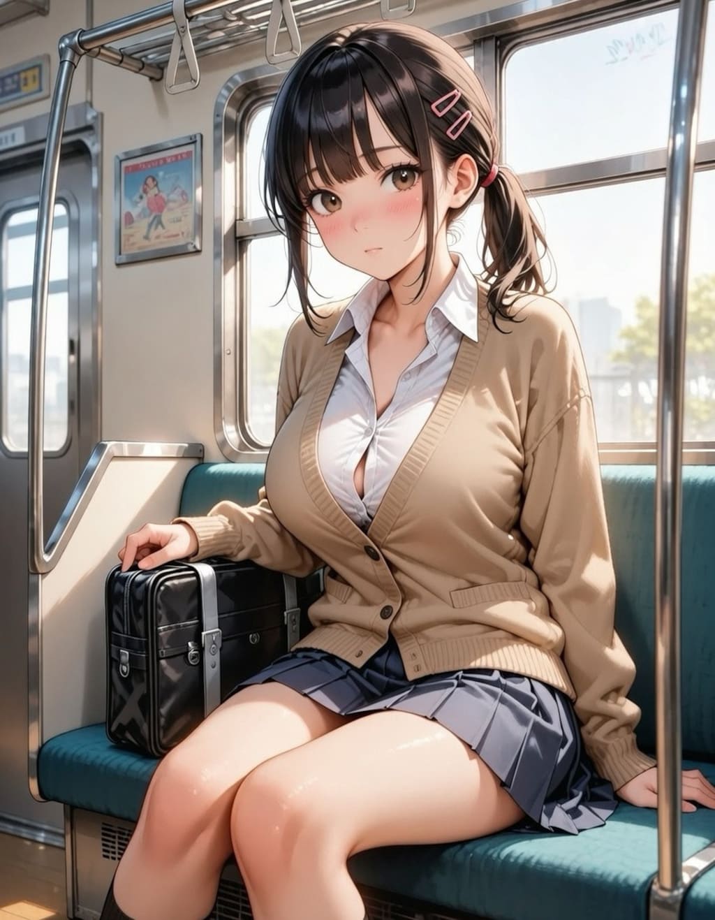 巨乳JKガン見したら、めっちゃ怪しまれたから、、