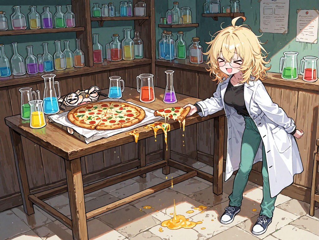 ピザと爆発についての研究する理久さん