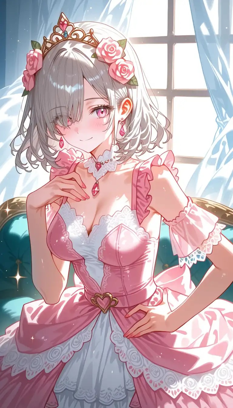 ピンク系ドレス姿の美少女