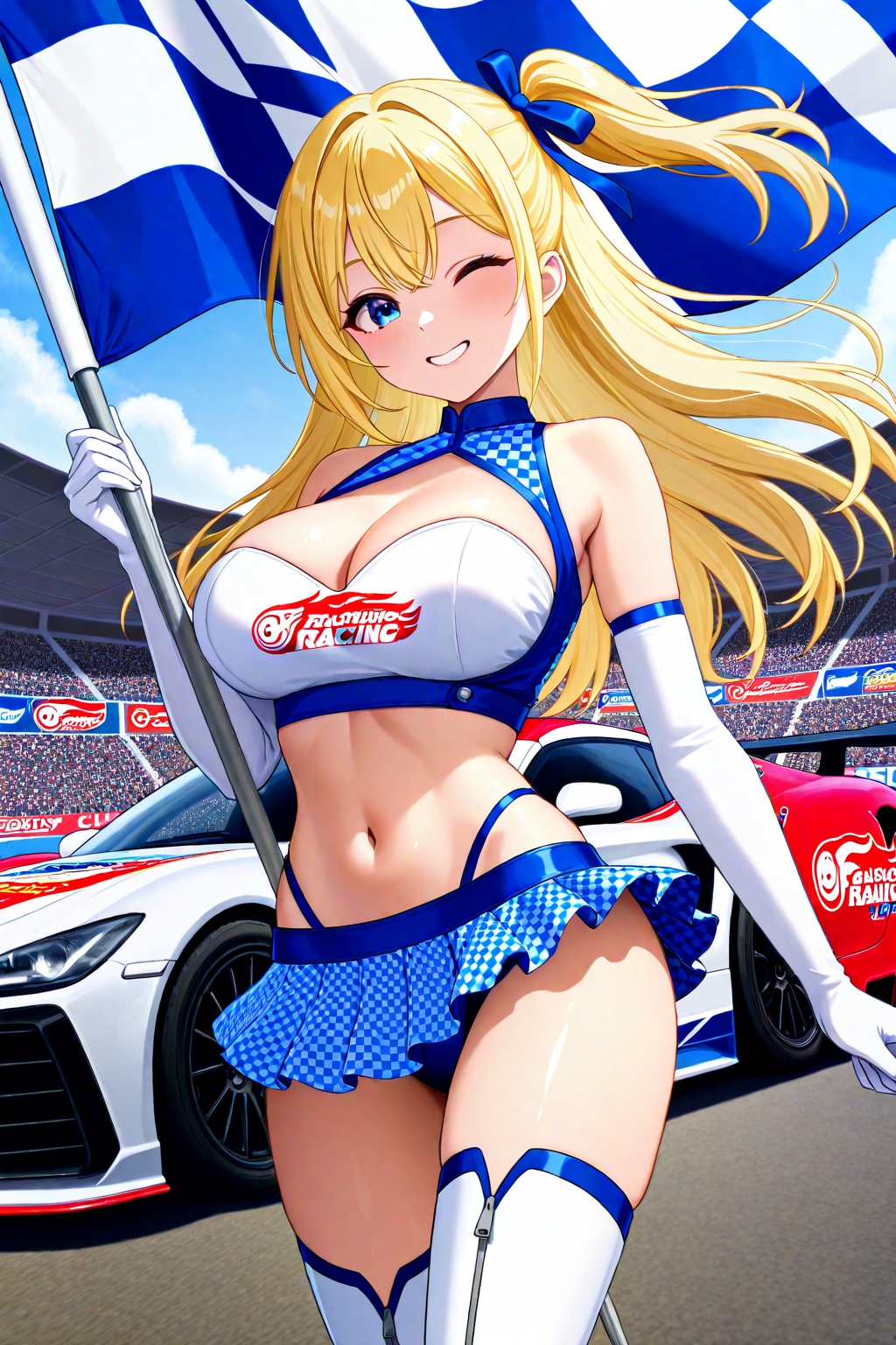 チェッカーフラッグを振るRQナミちゃん
