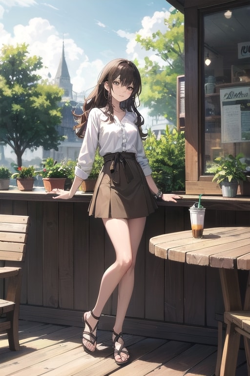 カフェラテの微笑み | の人気AIイラスト・グラビア