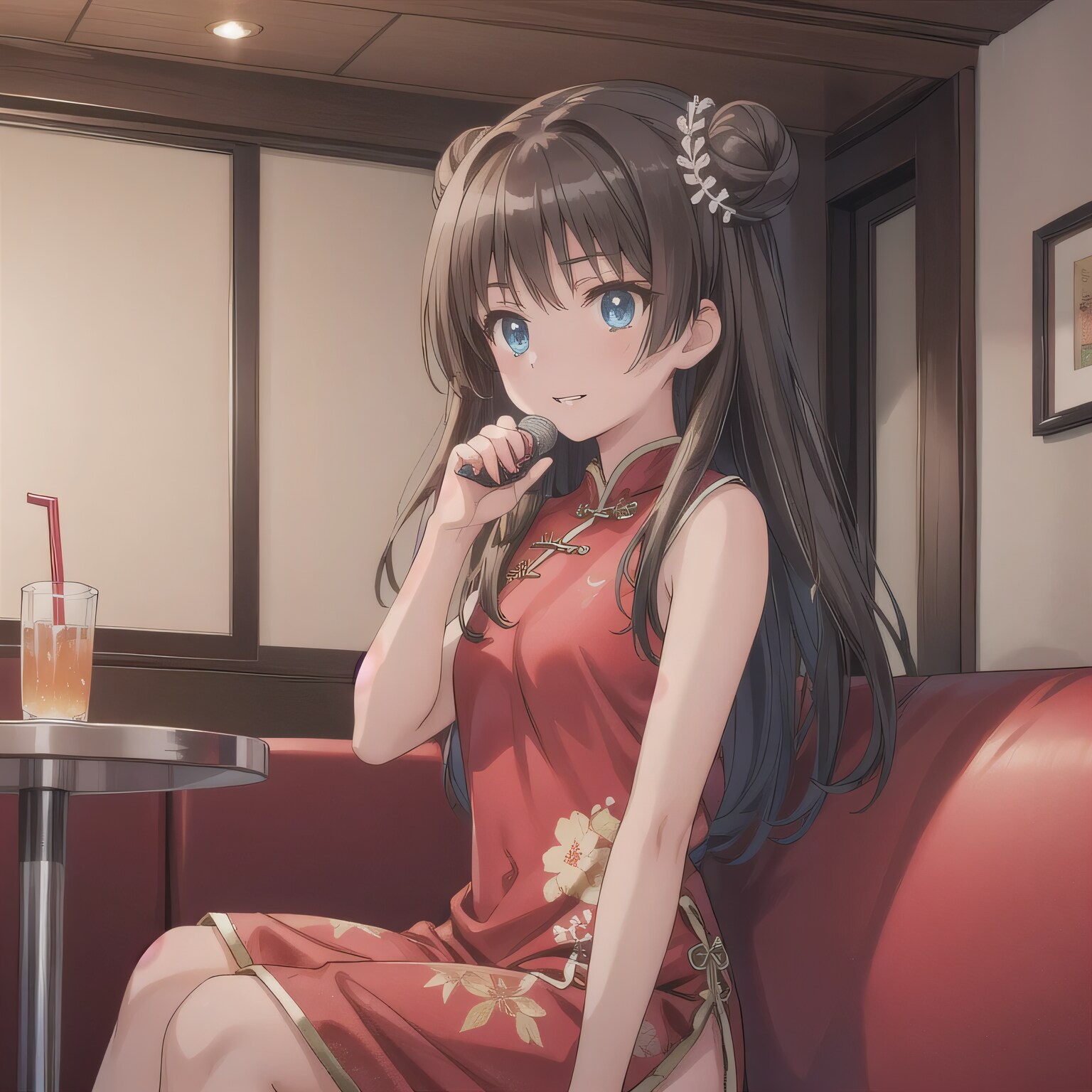 黒髪ツイン団子で中華服の少女６ | の人気AIイラスト・グラビア