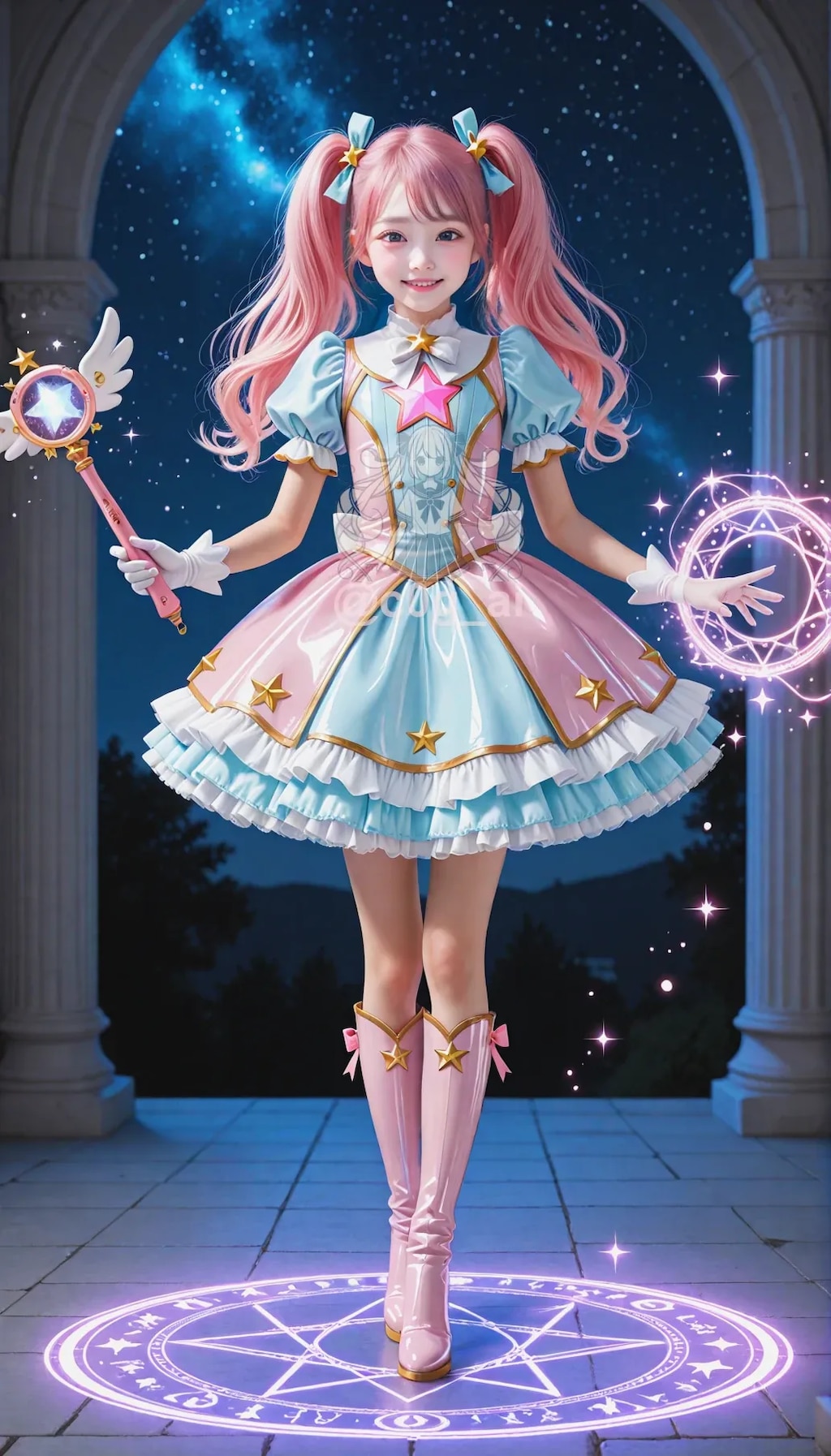 ジュニアアイドル愛ちゃん、魔法少女グッズ撮影に挑戦中🪄