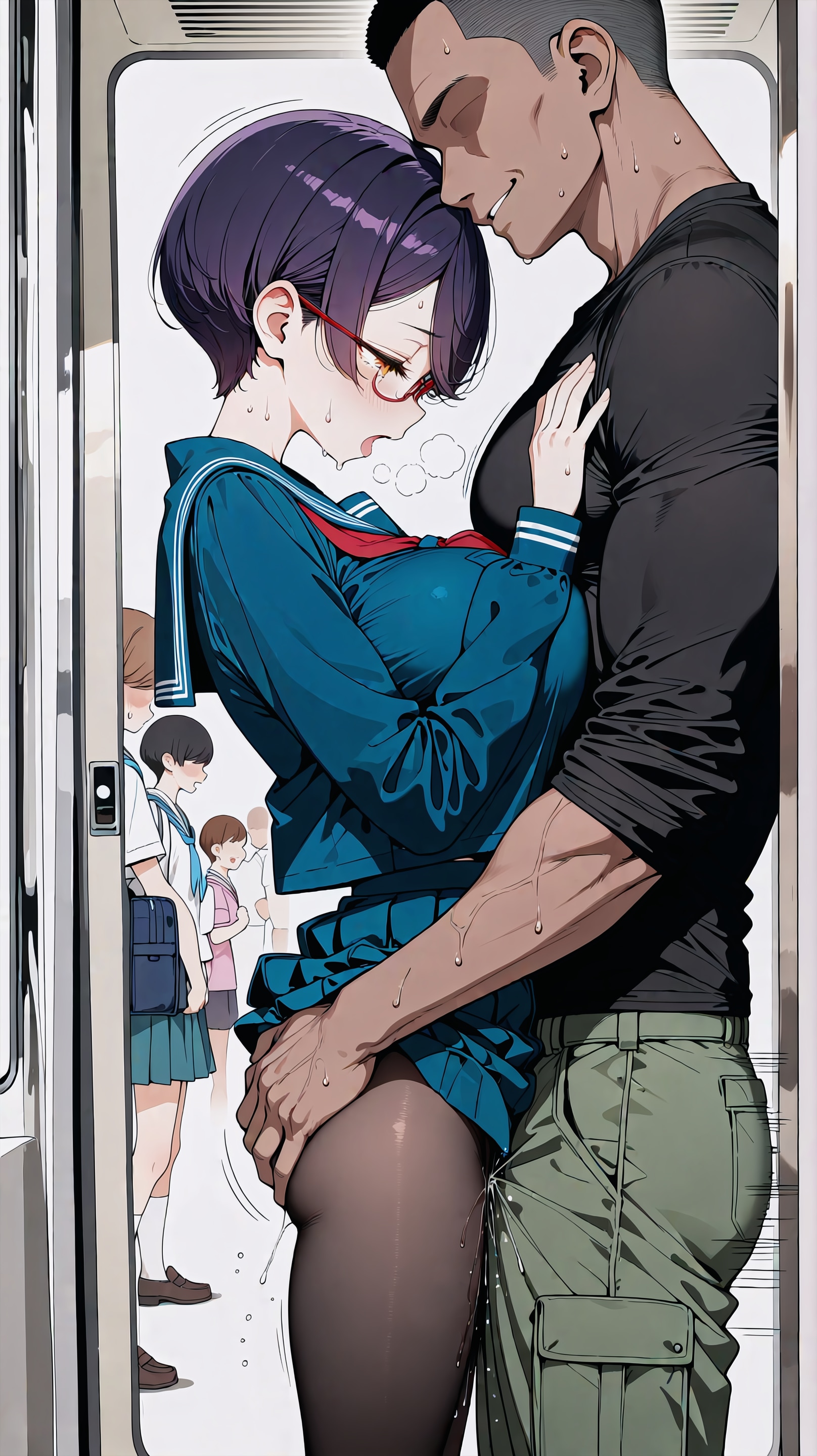 電車で抱き合っているだけ？