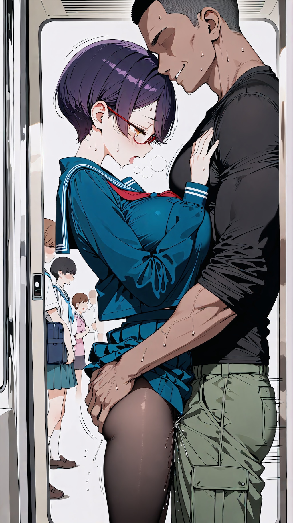 電車で抱き合っているだけ？