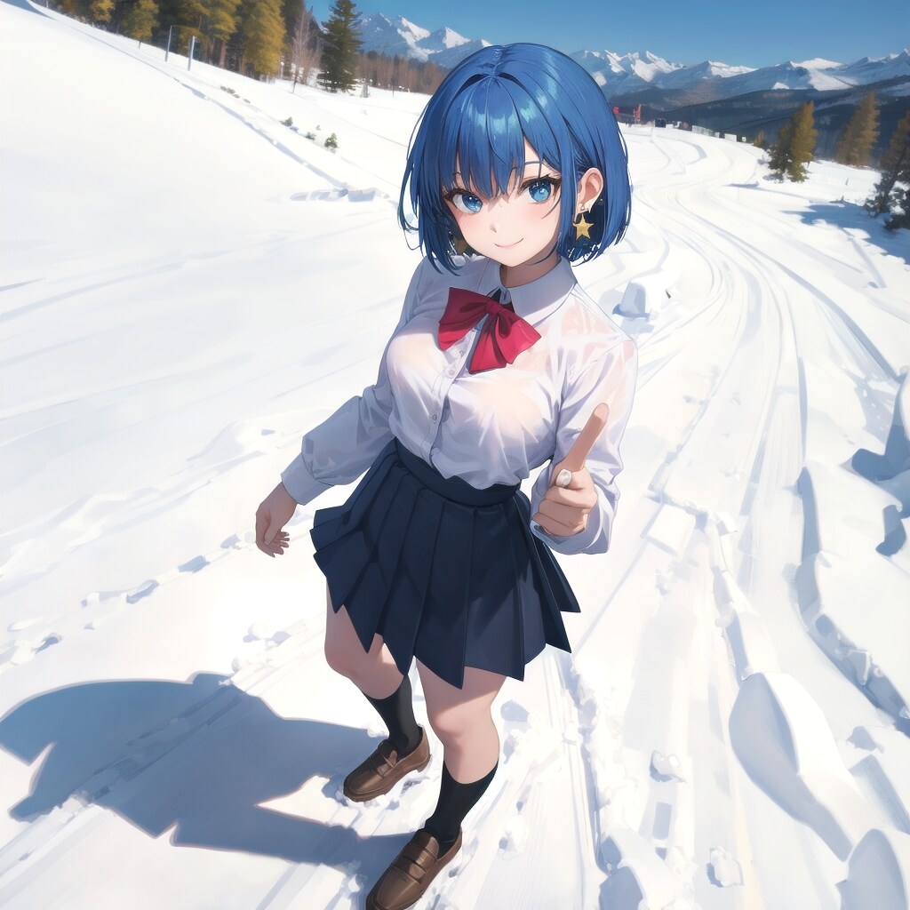 青髪ボブカットの女の子(初期改変) | の人気AIイラスト・グラビア