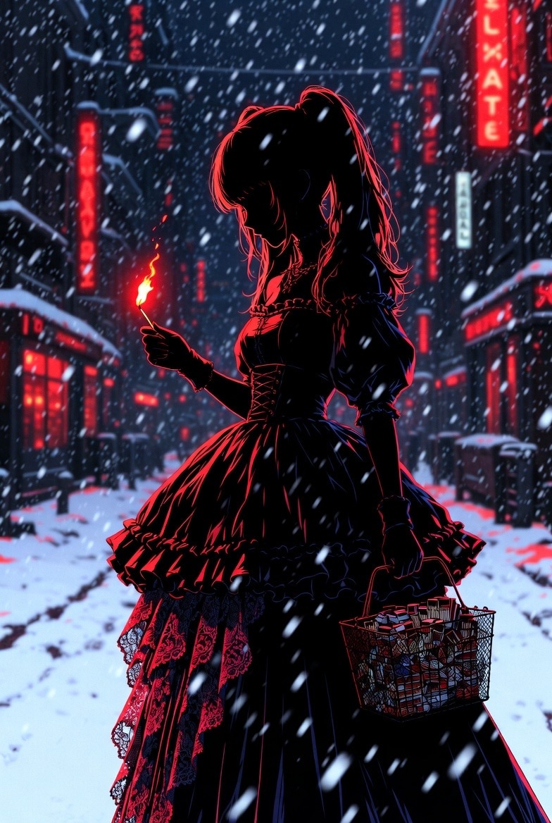 Gothic Lolita The Little Match Girl in Snowy Town | の人気AIイラスト・グラビア