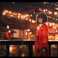 夜の大正建築と少女 4枚目