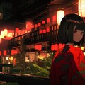夜の大正建築と少女 5枚目
