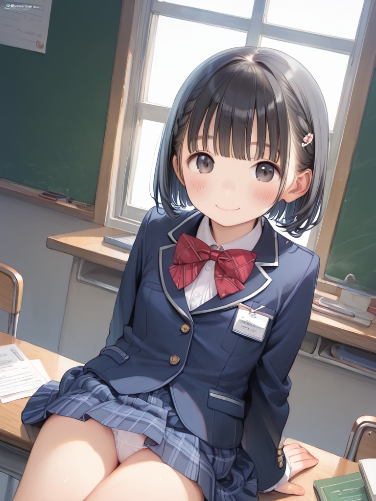 【サンプル】学生服ブレザー姿の〇リJ〇ちゃんたちが教室で座りパンチラ（１０枚）