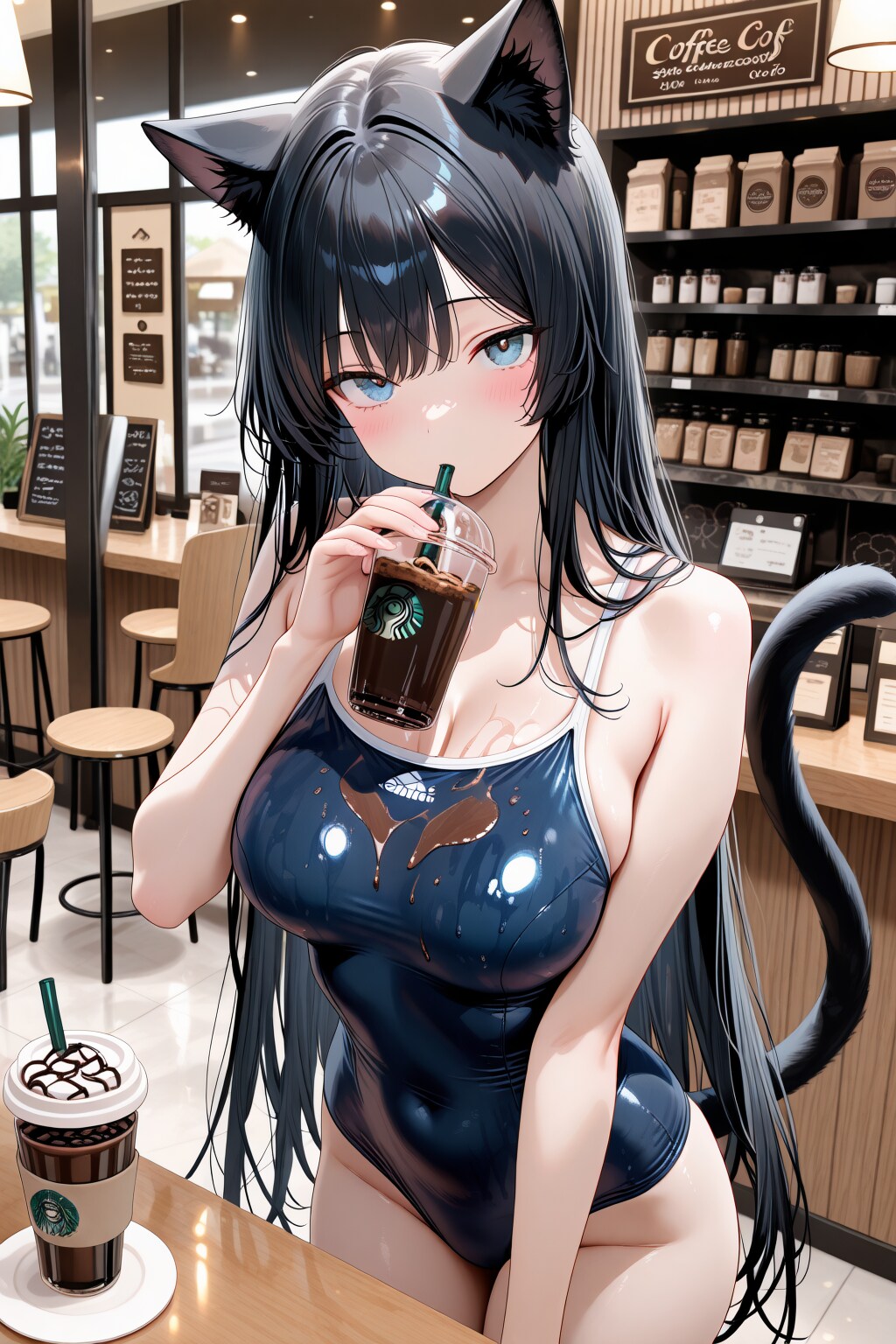 スク水カフェにて