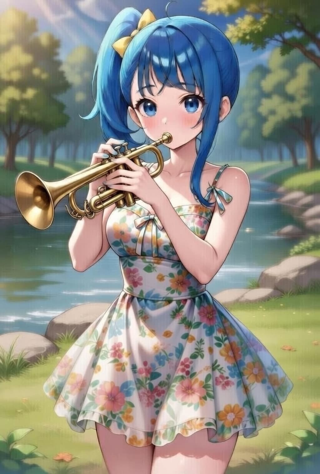 トランペットを練習するソラちゃん