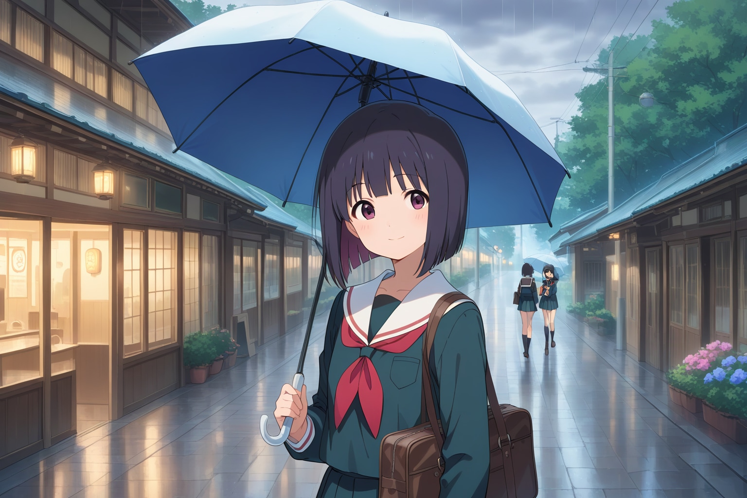 露の古都の帰宅風景