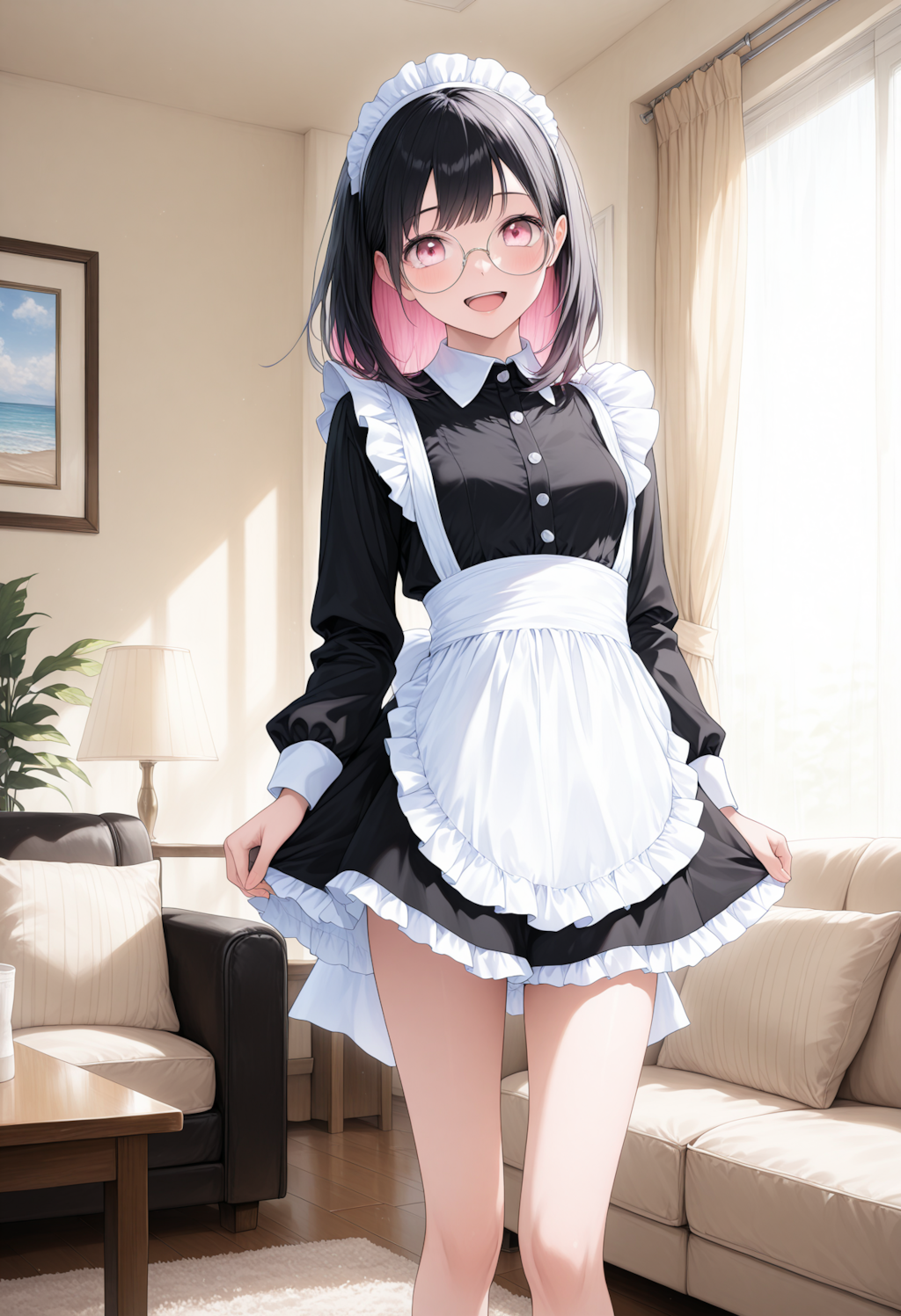 黒髪メガネ メイド