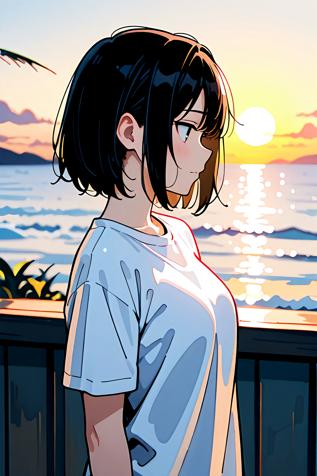 夕日とTシャツと | の人気AIイラスト・グラビア