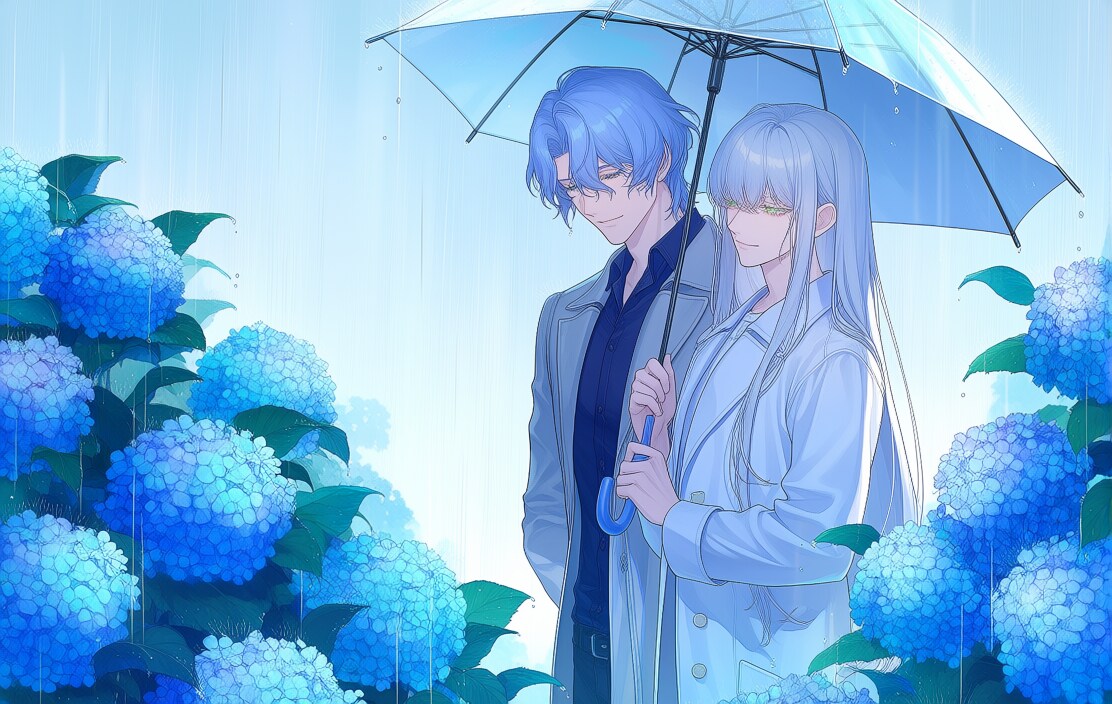 紫陽花の中で