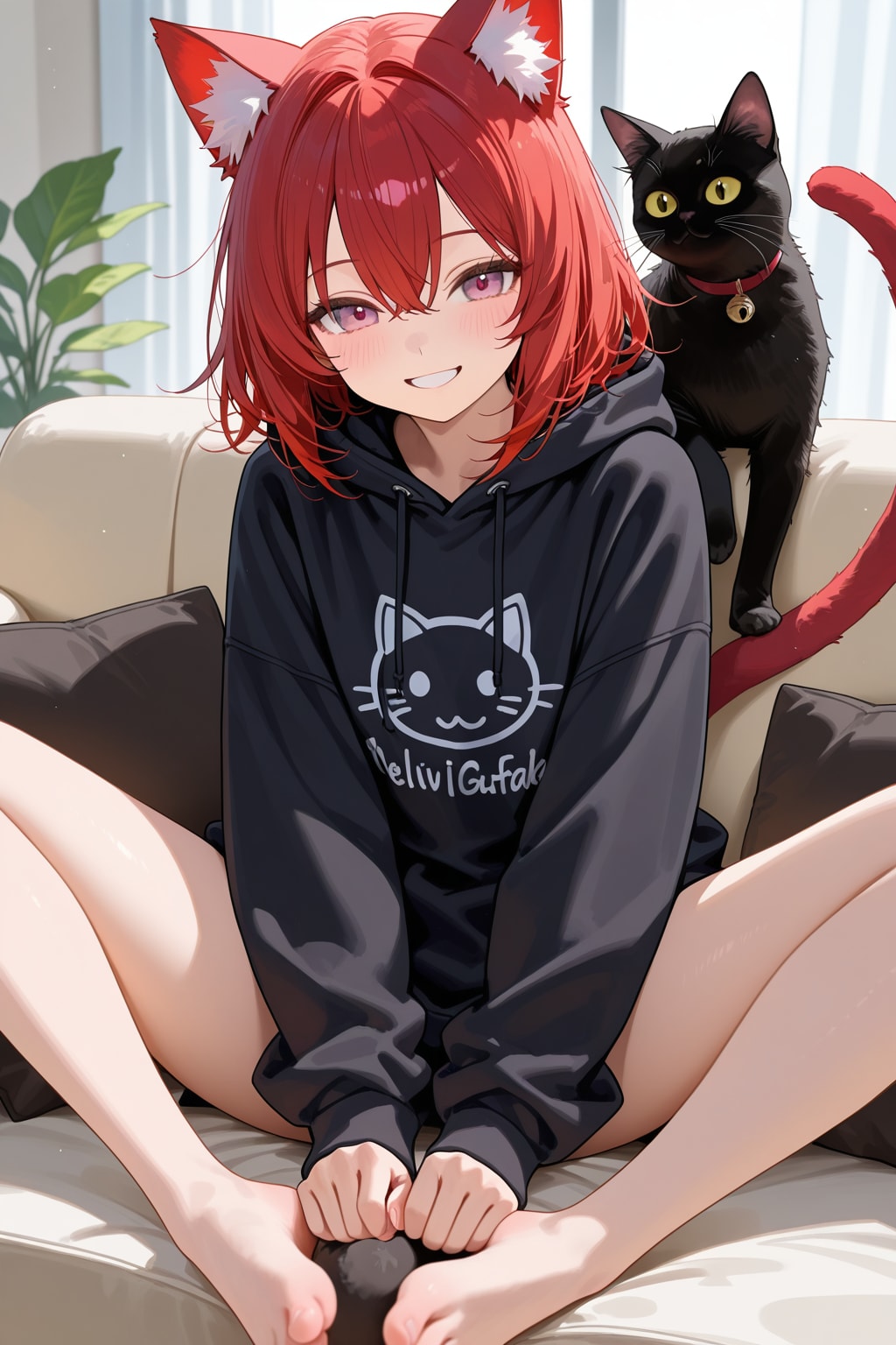 猫耳娘と黒猫 | の人気AIイラスト・グラビア
