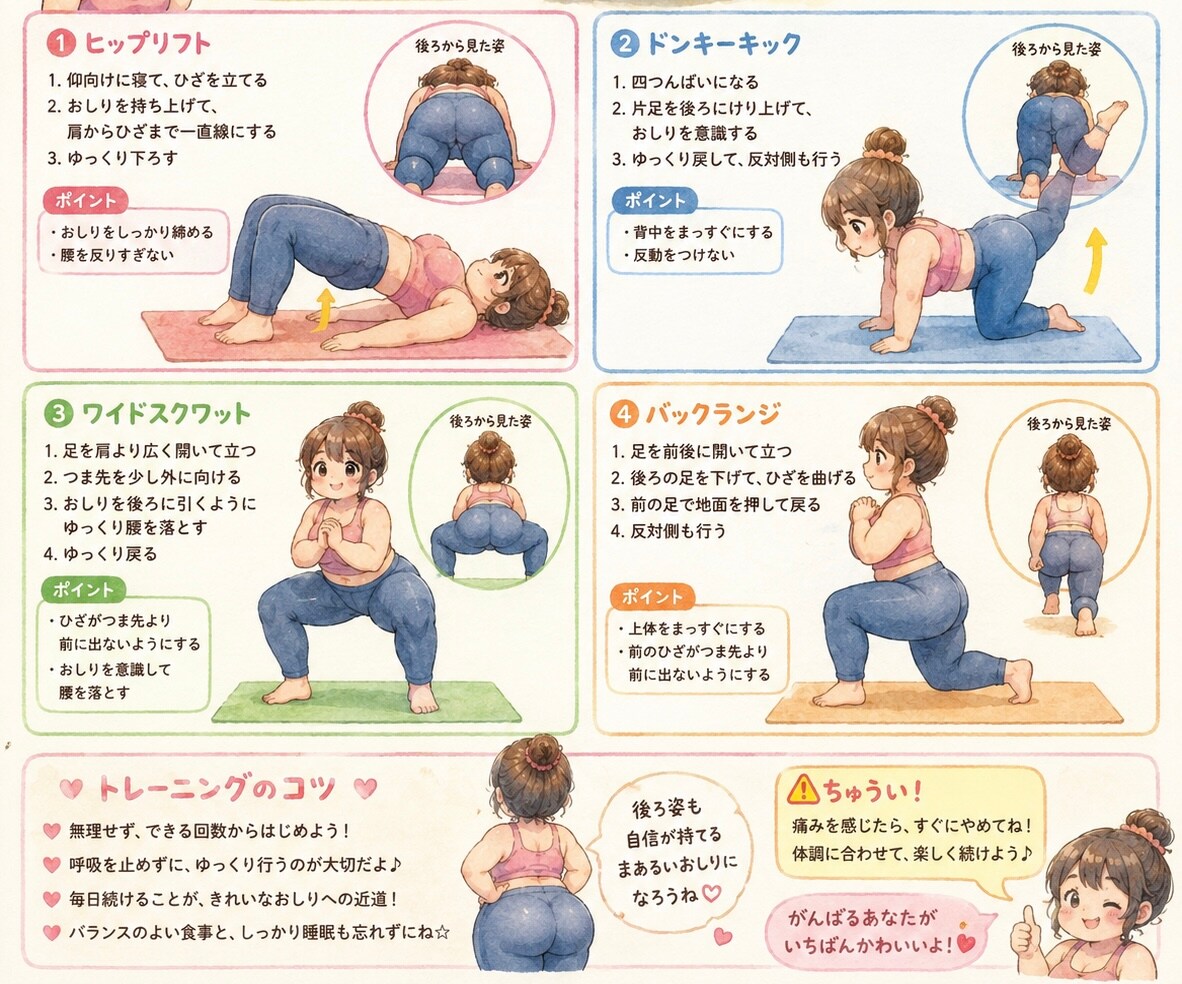 おしりのトレーニングをするおねえさん