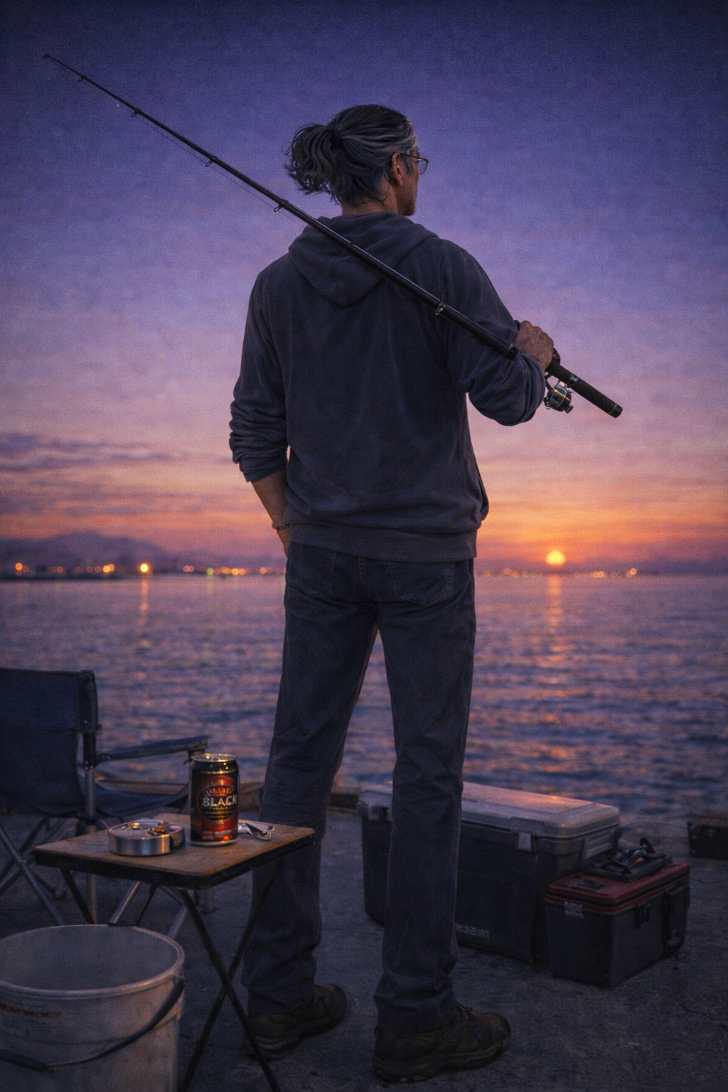 早朝の釣りを満喫したオジサン