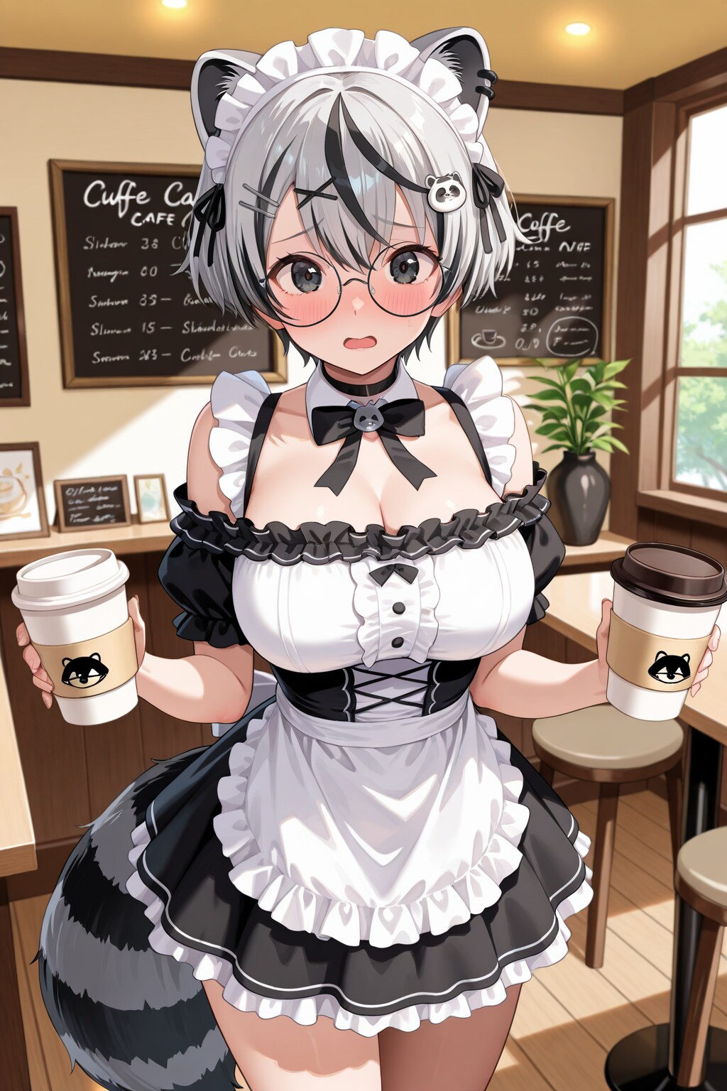 【借】メイドカフェで働くたぬきちゃん | の人気AIイラスト・グラビア