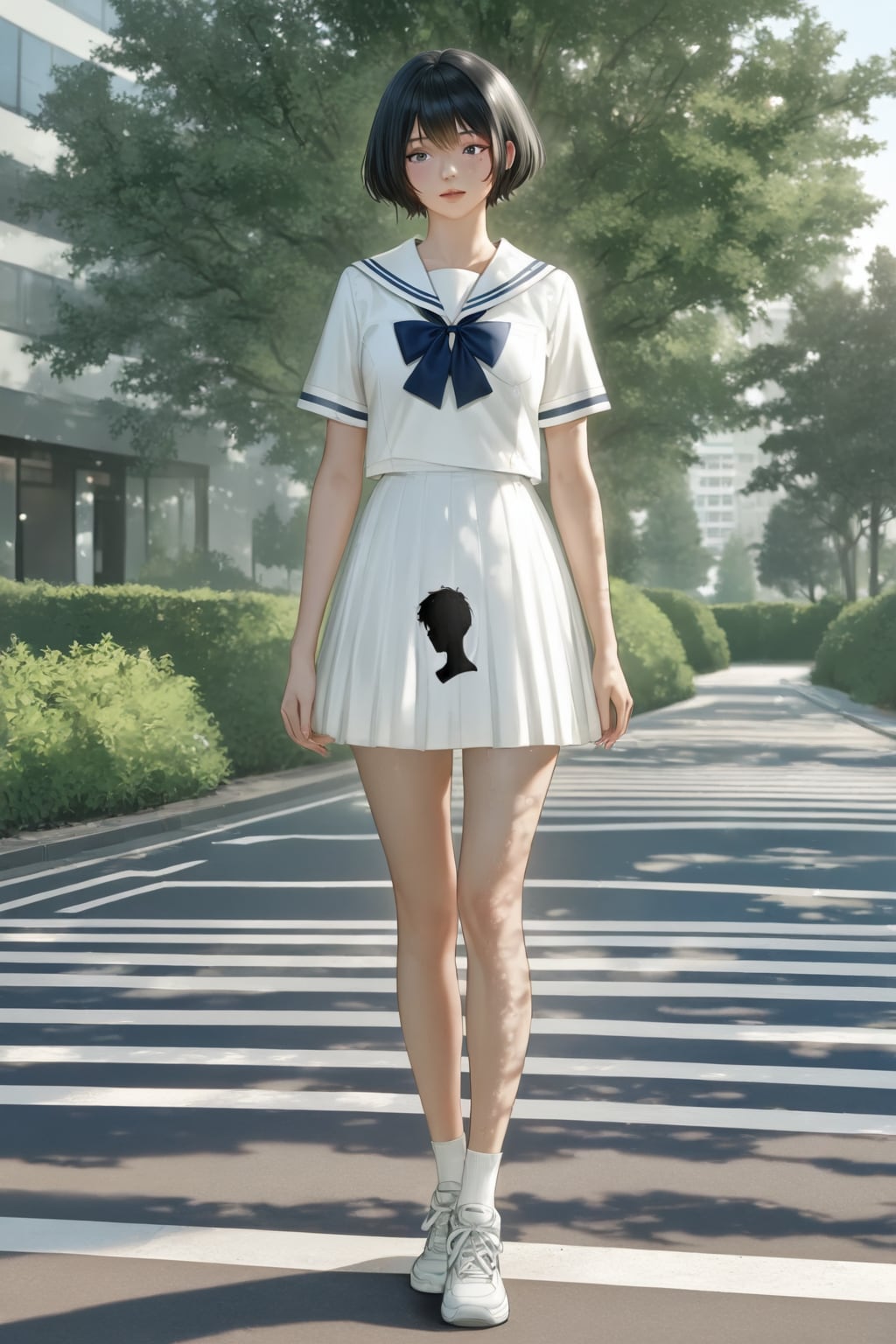 セーラー服の黒髪ショートカットさん