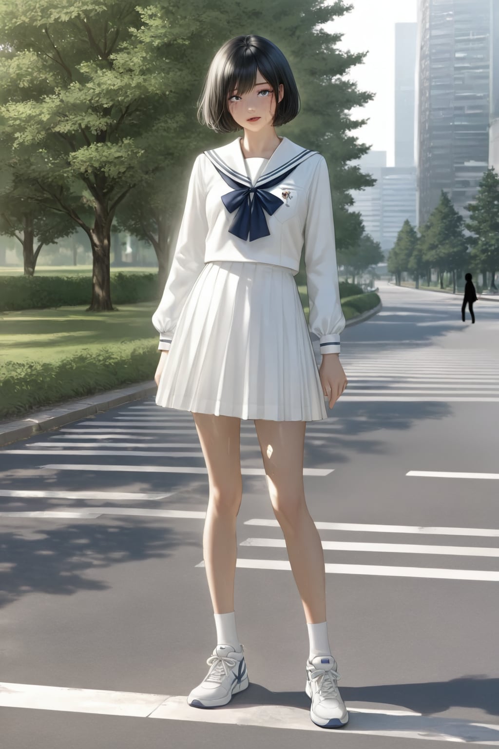 セーラー服の黒髪ショートカットさん