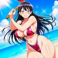 スイカ割りビキニコスプレ人妻 6枚目