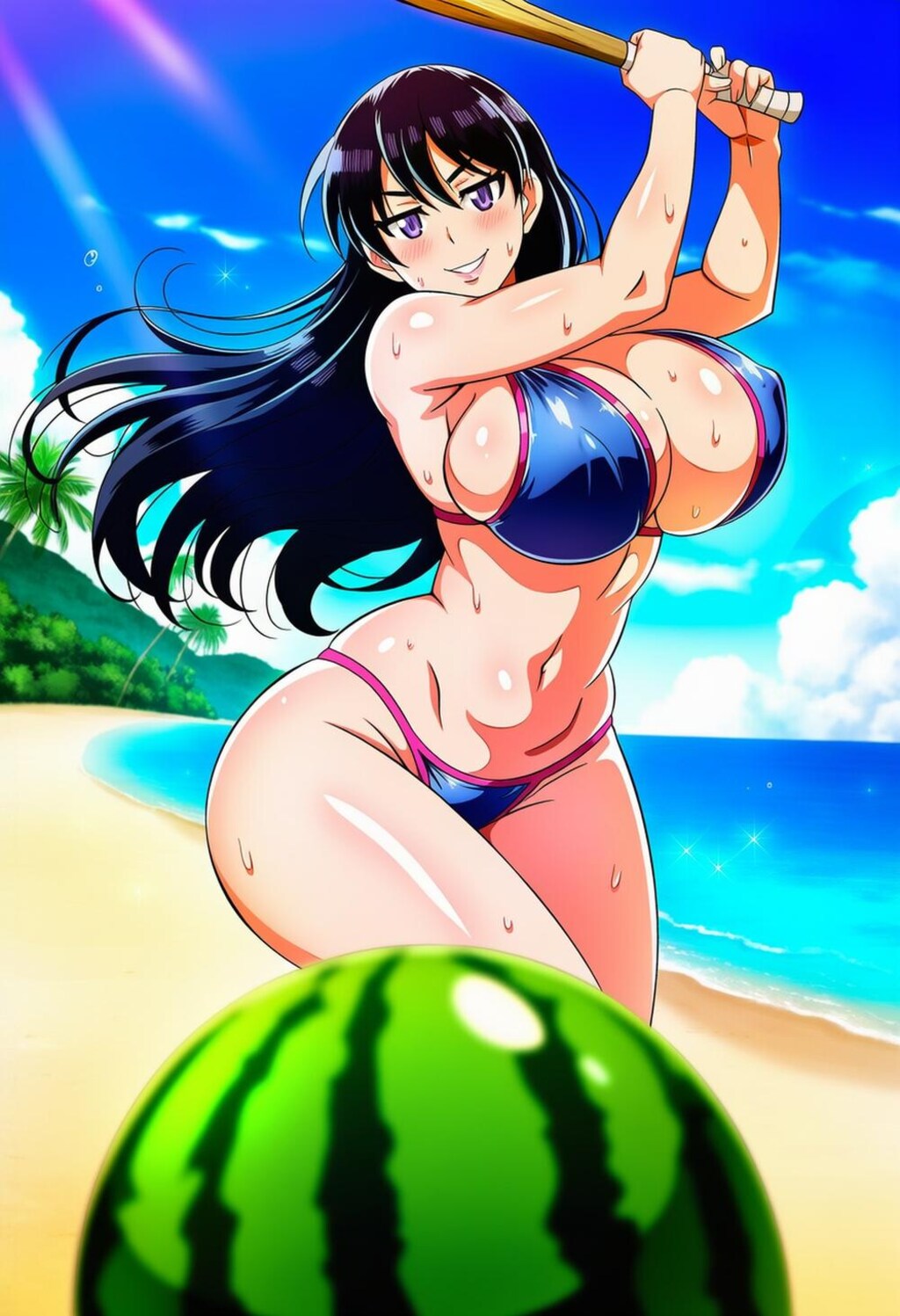 スイカ割りビキニコスプレ人妻