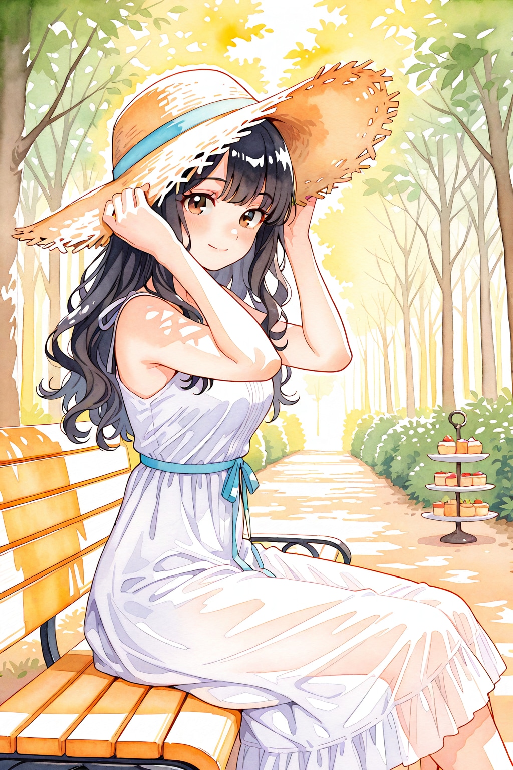 ベンチに座る子