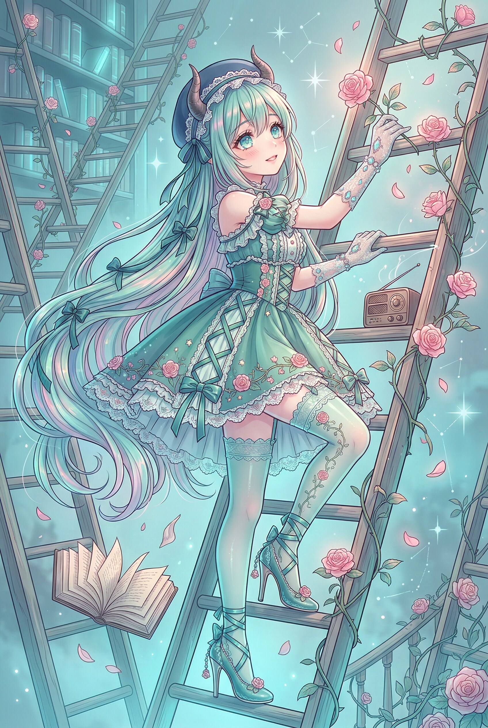 翠角薔薇の梯子幻想譚 | の人気AIイラスト・グラビア