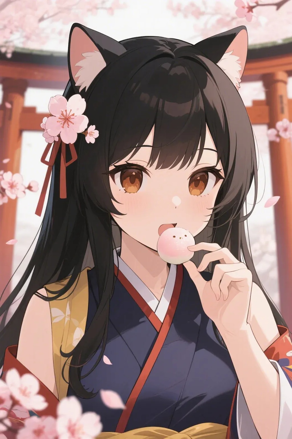 お餅を食べるさくらちゃん