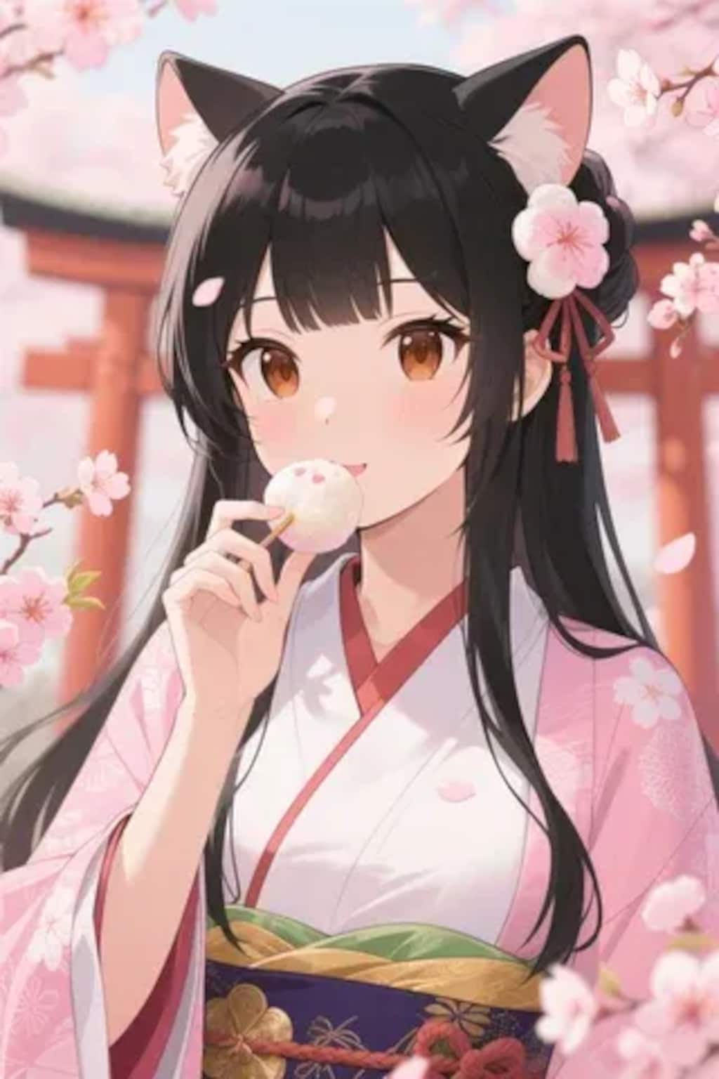 お餅を食べるさくらちゃん