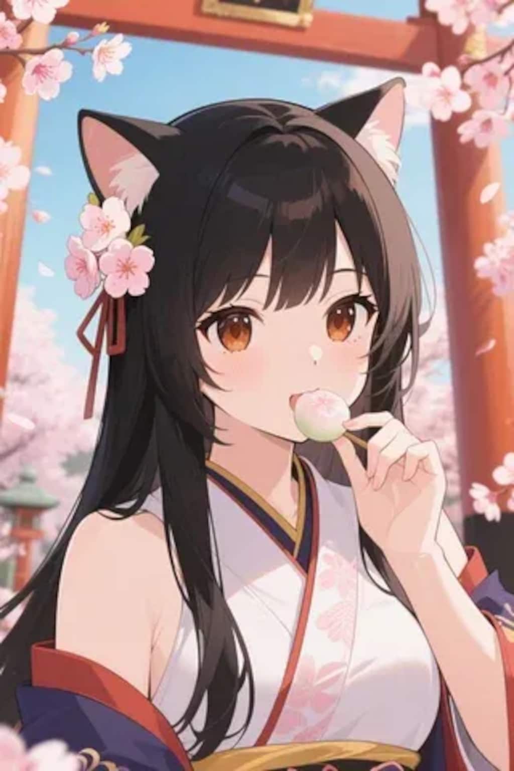 お餅を食べるさくらちゃん