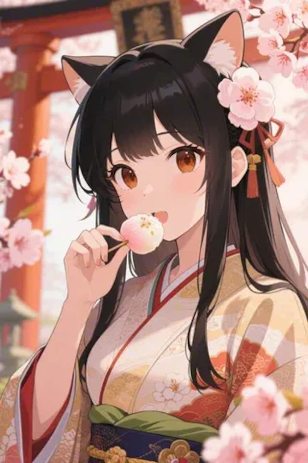 お餅を食べるさくらちゃん