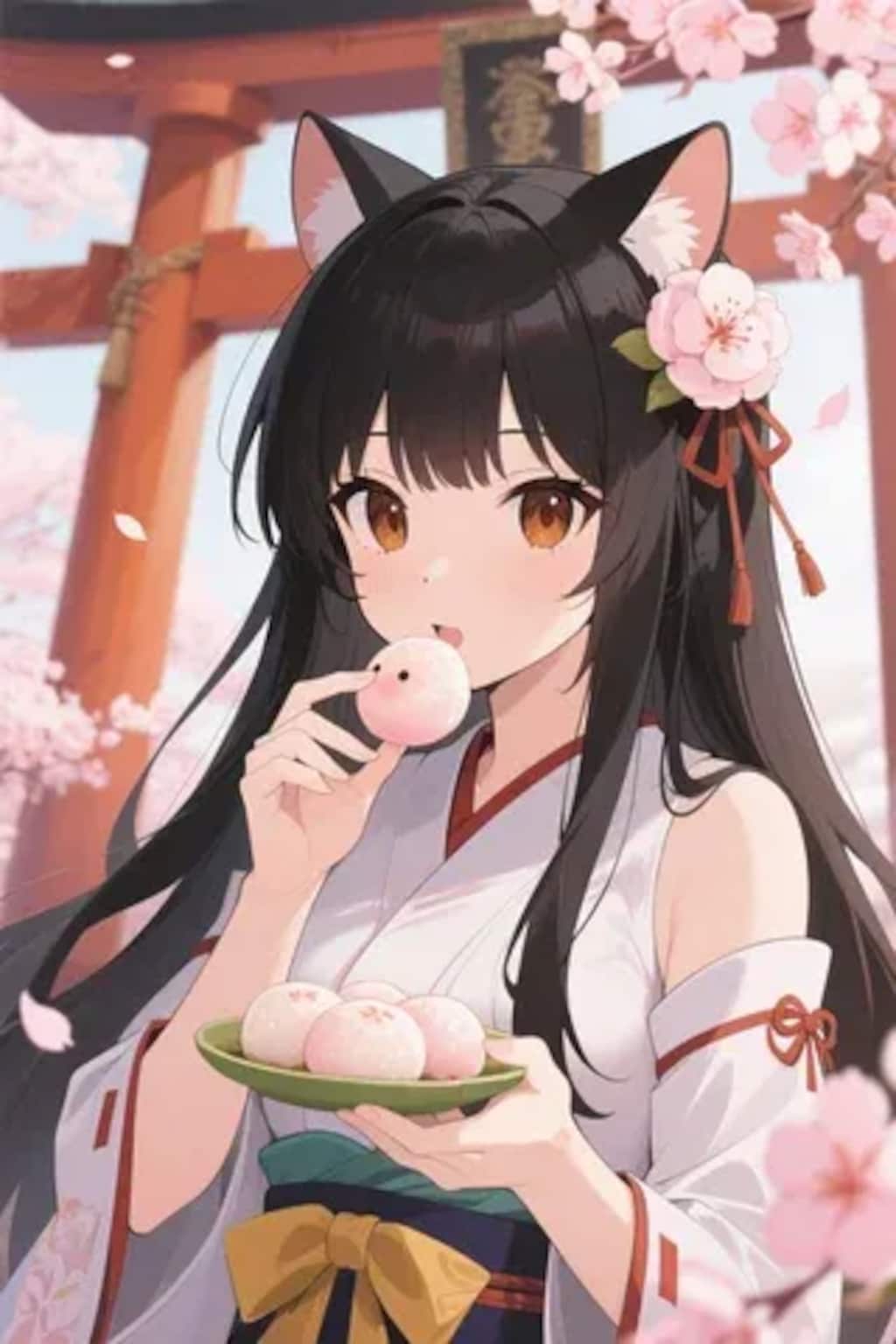 お餅を食べるさくらちゃん