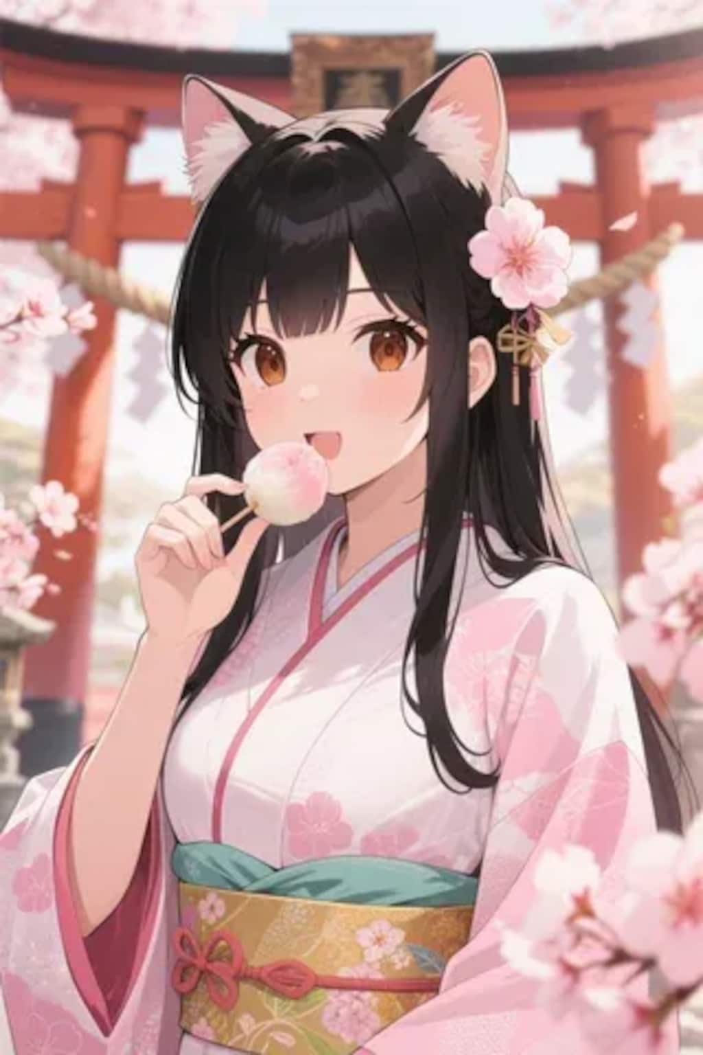 お餅を食べるさくらちゃん