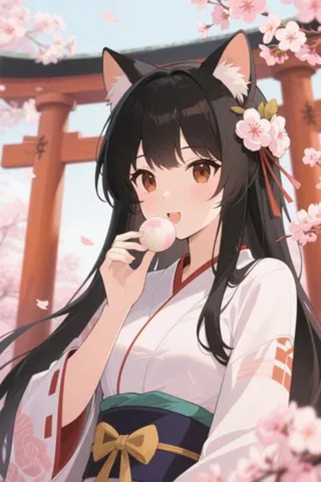 お餅を食べるさくらちゃん