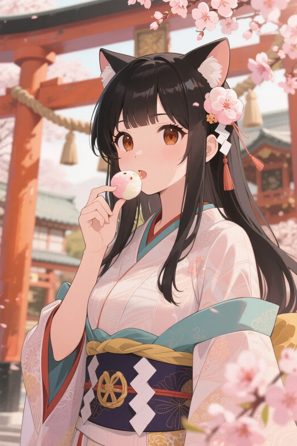 お餅を食べるさくらちゃん