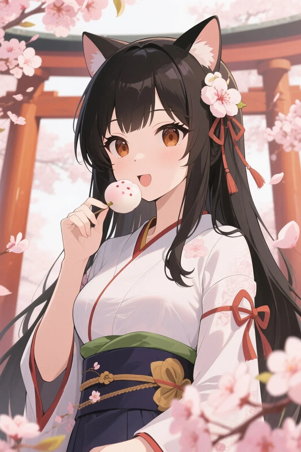 お餅を食べるさくらちゃん