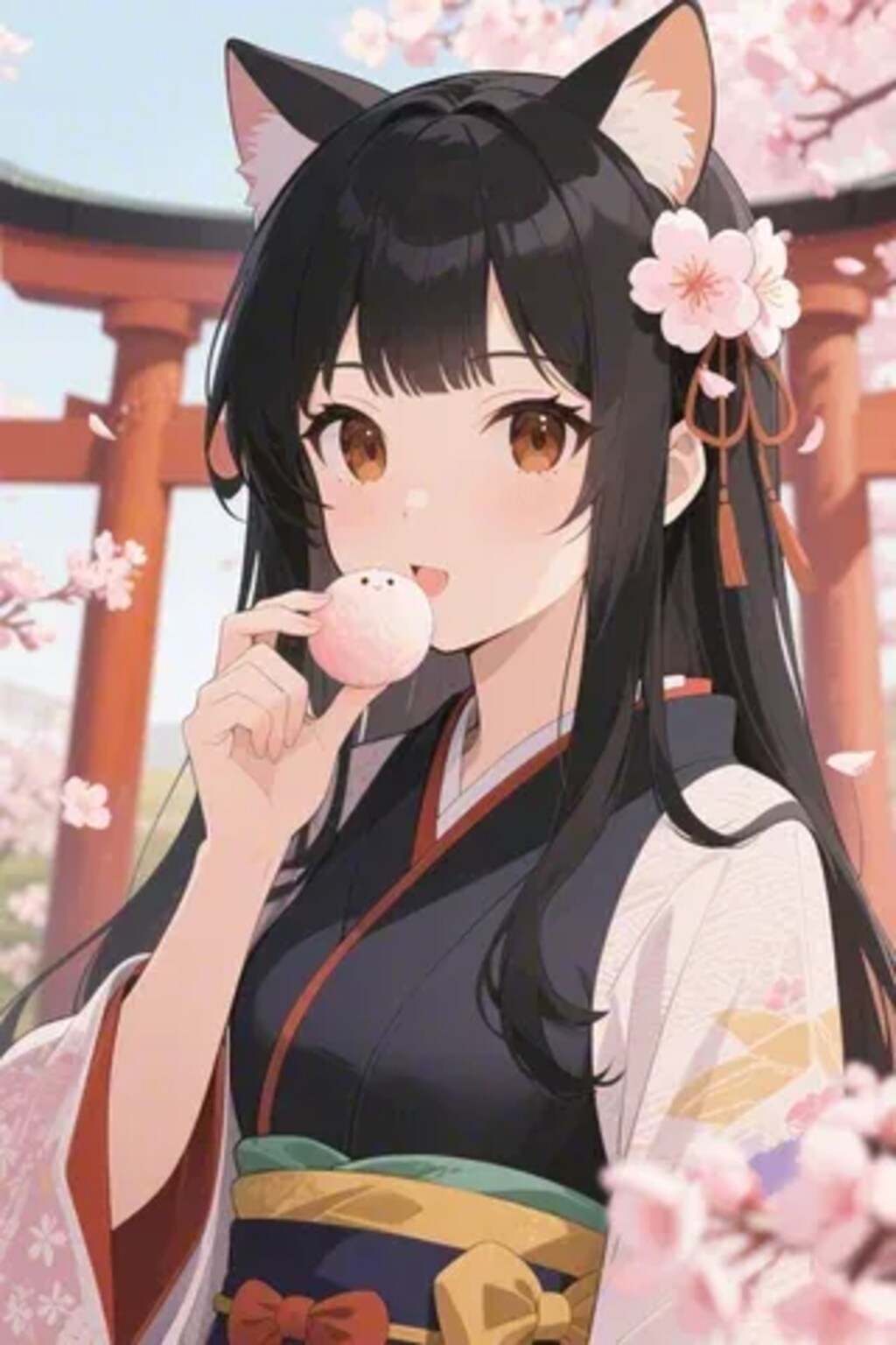 お餅を食べるさくらちゃん