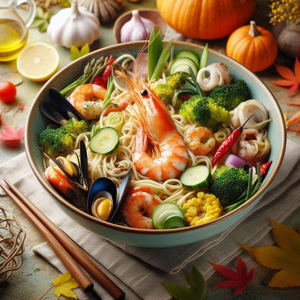 秋の野菜入りseafood noodle | の人気AIイラスト・グラビア